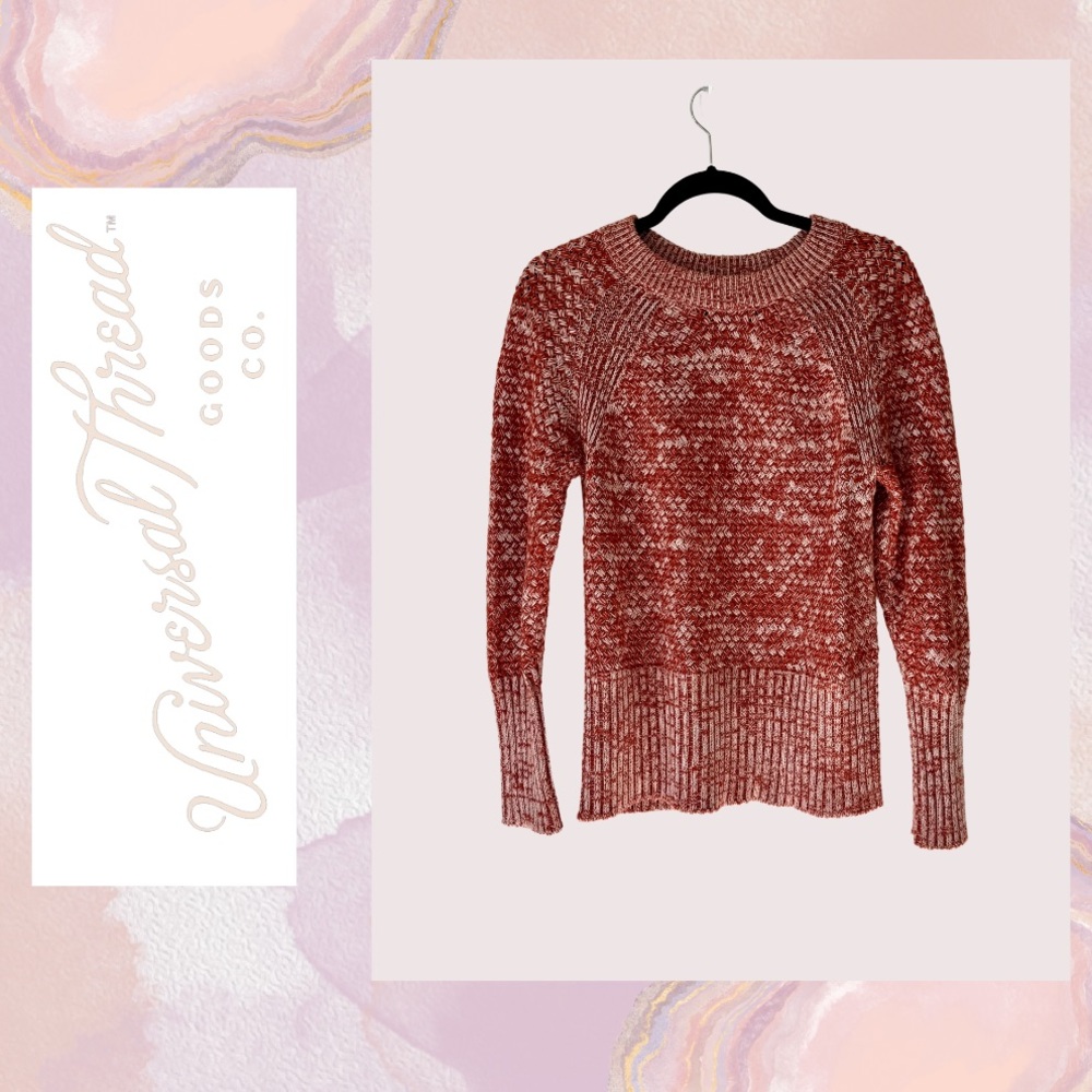 ✨ Cozy & Stylish Universal Thread Burnt Red Cream Knit Pullover | XS ✨